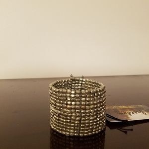 Beaded silver cuff bracelet
